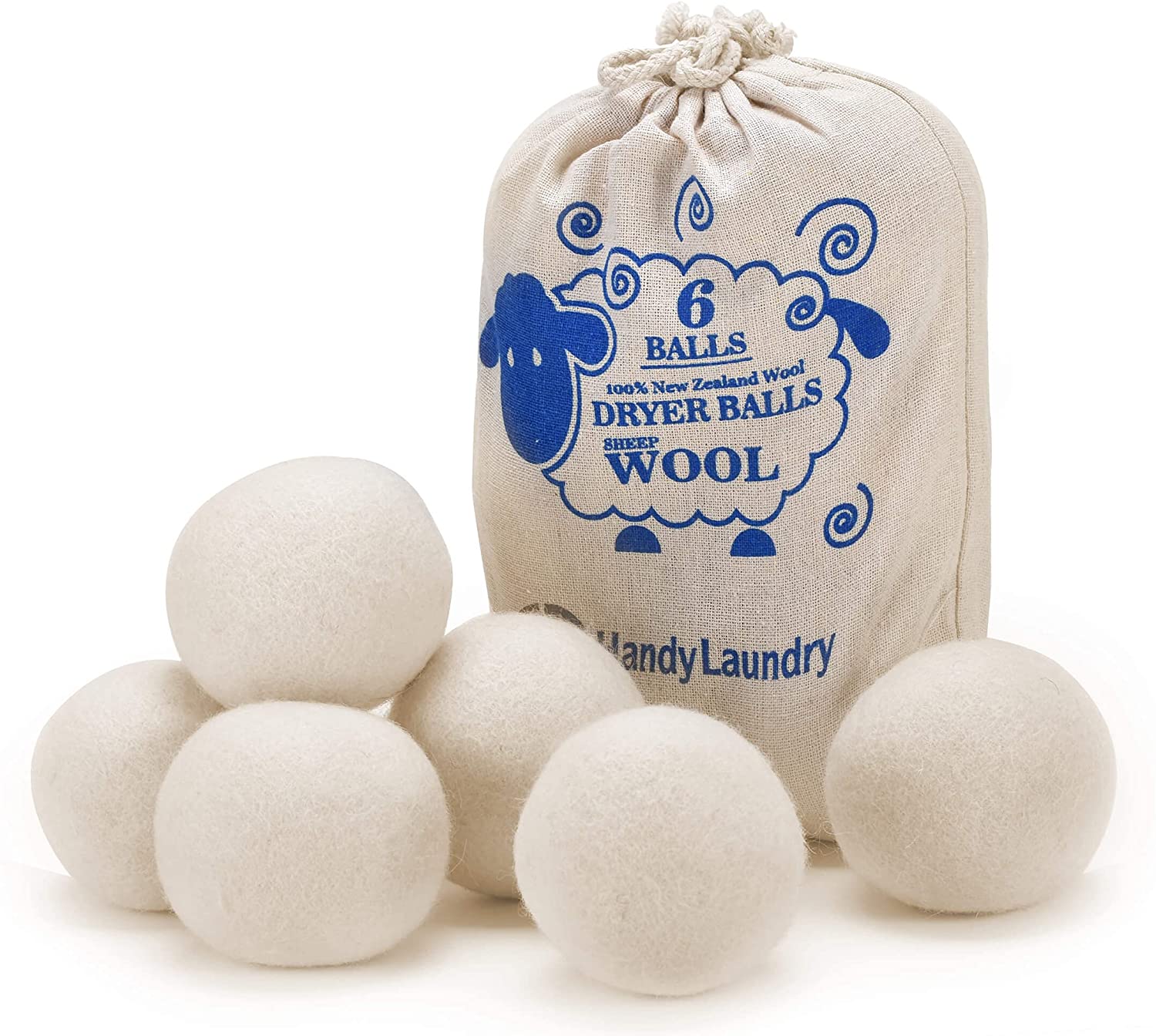 Wool Dryer Balls - Natural Fabric Softener, Reusable